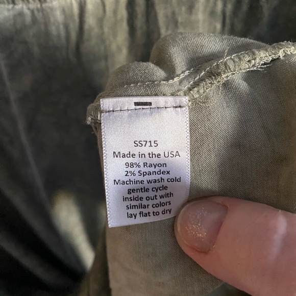 River + Sky Wide Leg Hand Dyed Drawstring Waist Romper Jumpsuit. Sage Green.Sz M - Picture 13 of 13